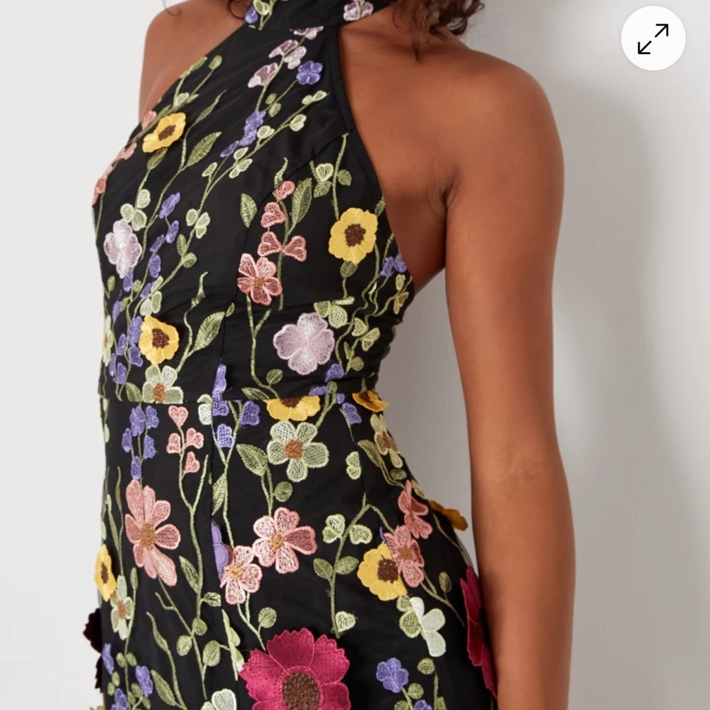 Floral Embroidered Halter Dress
